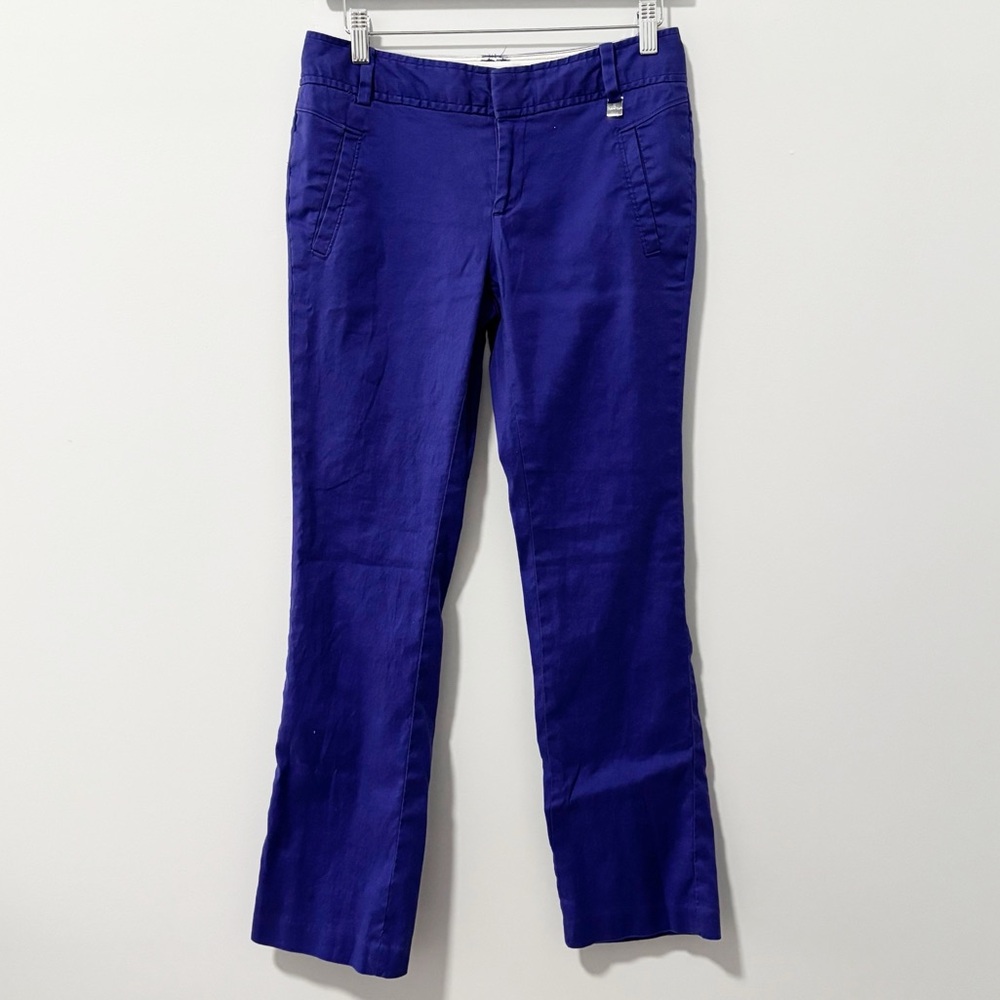 Calvin Klein Straight Leg Pants Womens Size 4 Purple/Blue Color Linen Blend Work